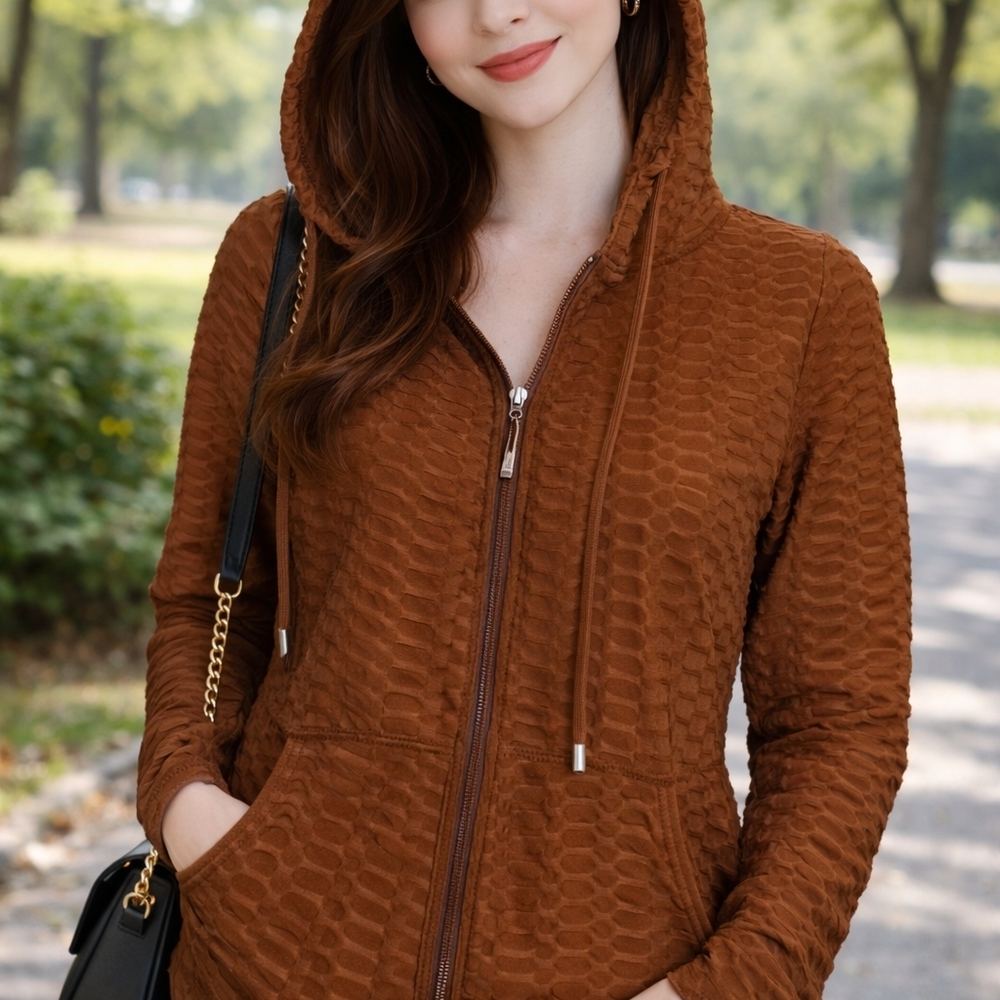 New Mix Brown Textured Women's Jacket